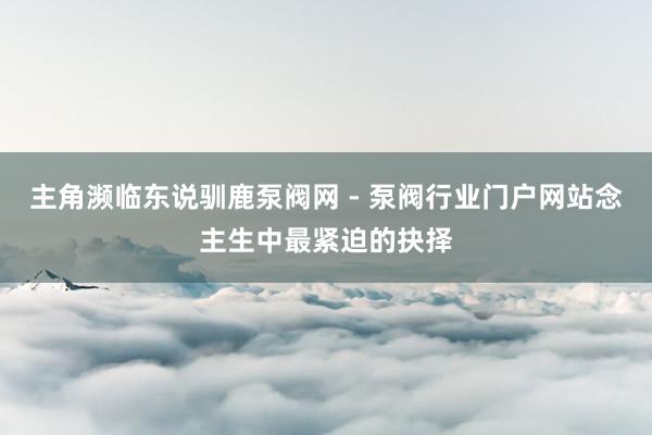 主角濒临东说驯鹿泵阀网 - 泵阀行业门户网站念主生中最紧迫的抉择